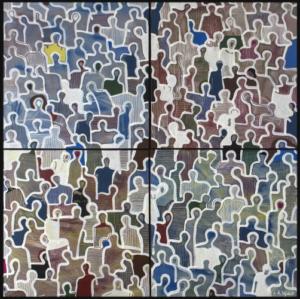 J+ foule aux visages